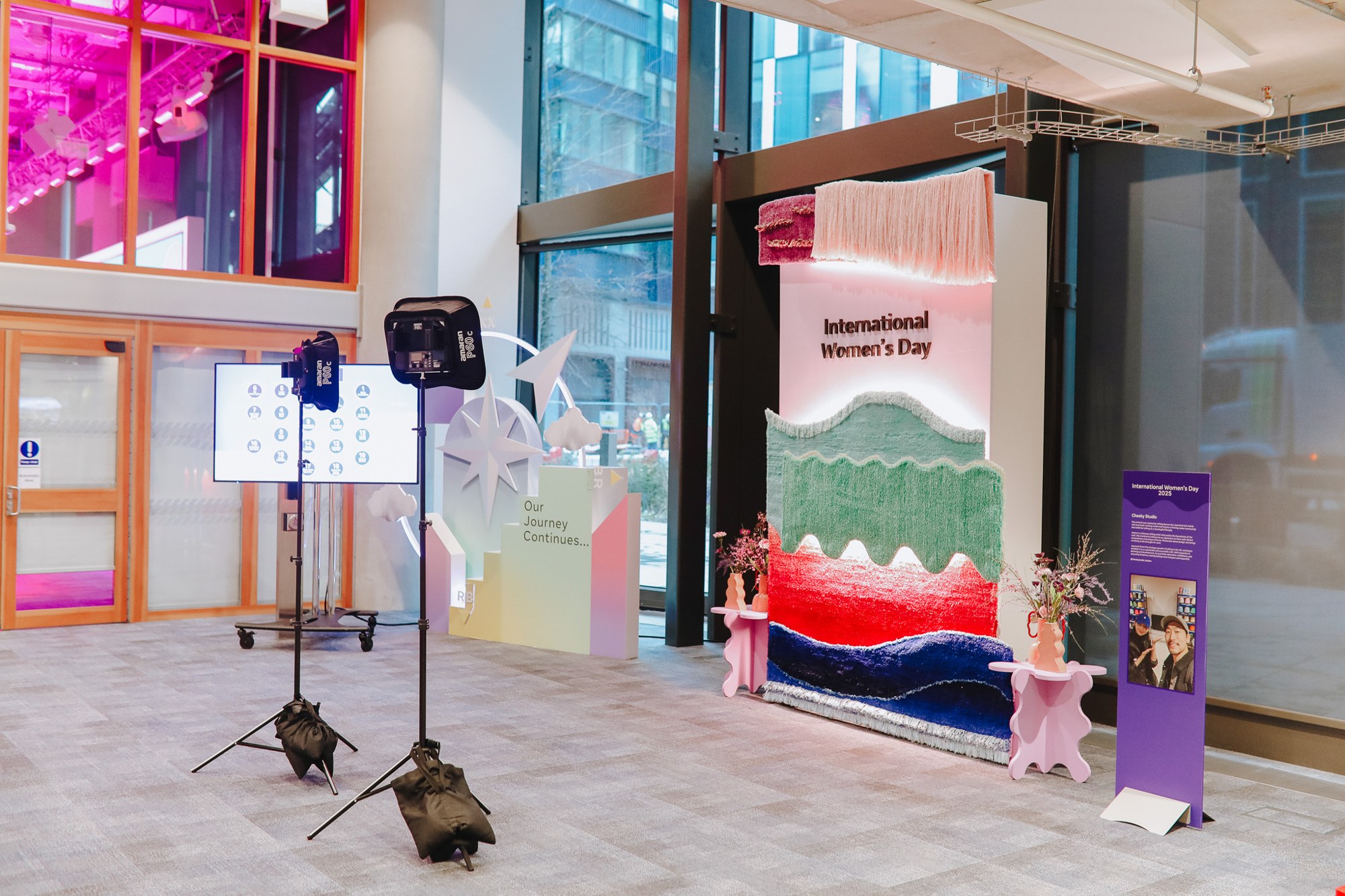 Colourful textile installation at Meta’s International Women’s Day event
